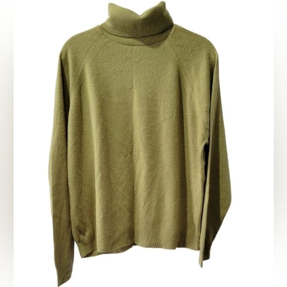 Green turtleneck sweater Lord&Taylor Acrylic made USA size 44 size 16 Size L - Picture 1 of 8
